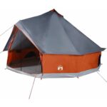vidaXL Tienda Tipi Gris/Naranja 8 Personas Tipi